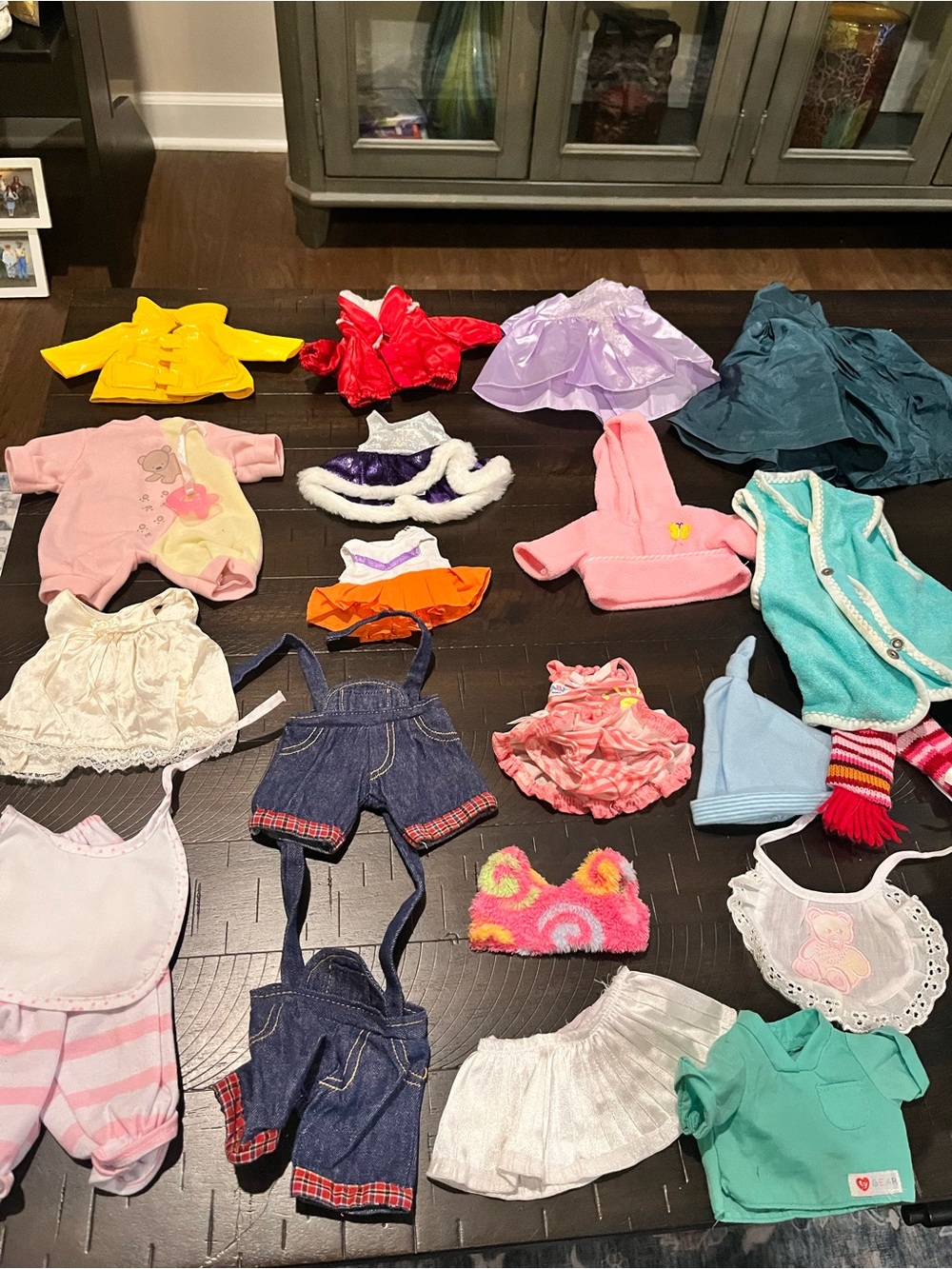 Doll Clothing lot - Assorted Pastel & Bright overalls dresses skirts more